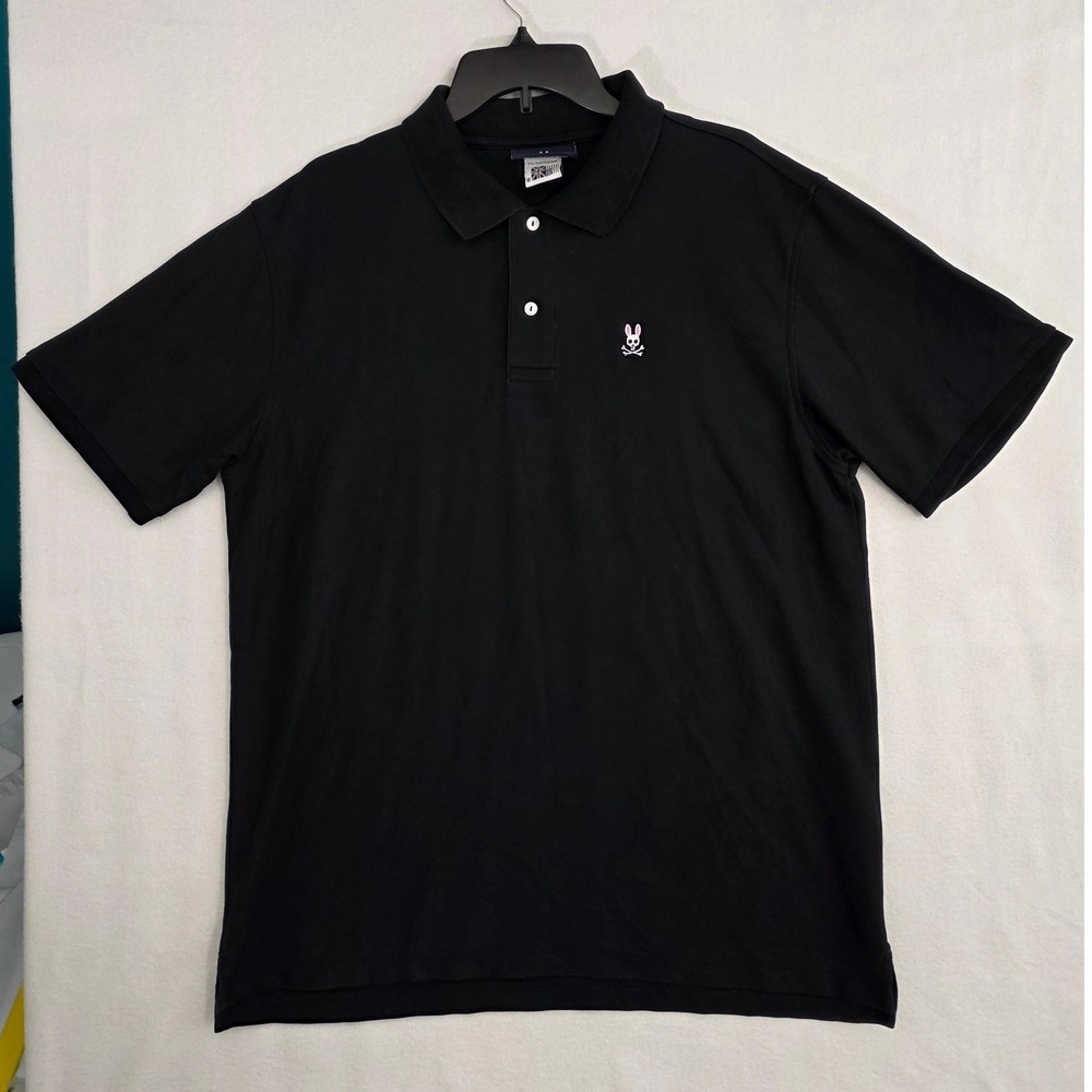 Psycho Bunny Classic Pima Cotton Polo Shirt XL Black Short Sleeve Pique Preppy